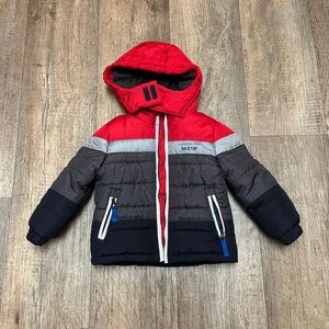London Fog Red and Gray Kids Puffer Jacket